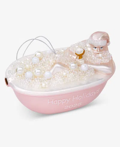 Holiday Lane Pastel Shine Pink Bathtub Santa Ornament, Macy's Exclusive In Multi
