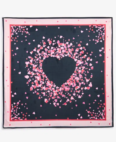 Holiday Lane Petal Hearts Square Scarf, Exclusively At Macy's In Black Multi