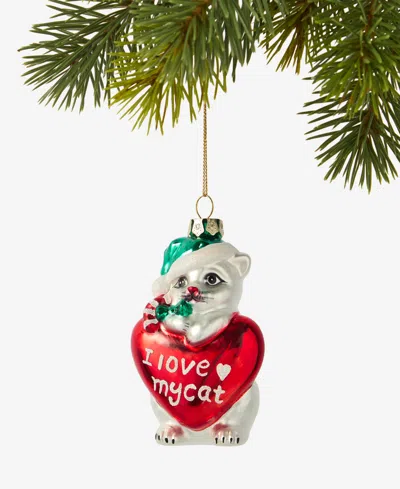 Holiday Lane Pets Glass Cat Ornament, Macy's Exclusive In Transparent