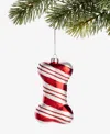 Holiday Lane Pets Red And Silver Stripe Bone Ornament, Macy's Exclusive In Transparent