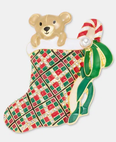 Holiday Lane Plaid Stocking Pin, Macy's Exclusive In Multi