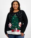 Holiday Lane Plus Size Mr. & Mrs. Claus Sweater, Created For Macy's In Deep Black