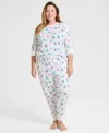 Holiday Lane Plus Size Multi Menorah Cotton Pajama Set, Macy's Exclusive In White