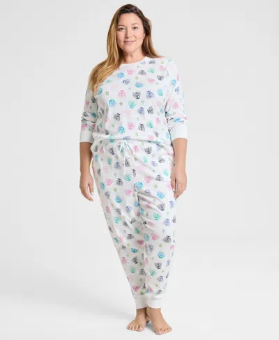 Holiday Lane Plus Size Multi Menorah Cotton Pajama Set, Macy's Exclusive In White