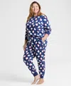 Holiday Lane Plus Size Santas Cotton Pajama Set, Macy's Exclusive In Blue