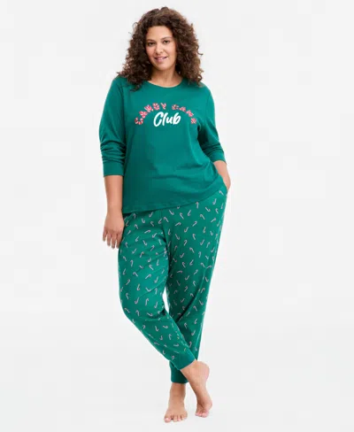 Holiday Lane Plus Size Santas Cotton Pajama Set, Macy's Exclusive In Candy Canes