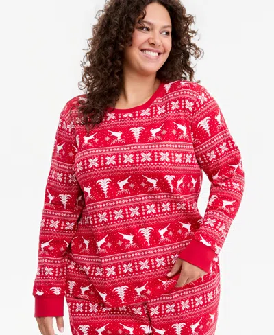 Holiday Lane Plus Size Santas Cotton Pajama Set, Macy's Exclusive In Deer Fairisle