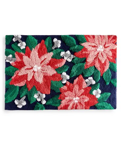 Holiday Lane Poinsettia Sculpted Rug, 20"x30", Created For Macy's In Red