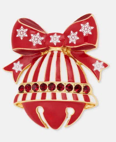 Holiday Lane Red Bow Bell Pin, Macy's Exclusive In Multi