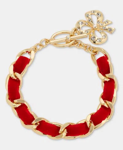 Holiday Lane Red Ribbon Chain Toggle Bracelet, Macy's Exclusive In Gold