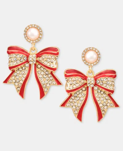 Holiday Lane Ribbon Bow Drop Earrings, Macy's Exclusive In Multi