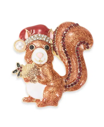 Holiday Lane Santa Hat Squirrel Pin, Created For Macy's In Multi