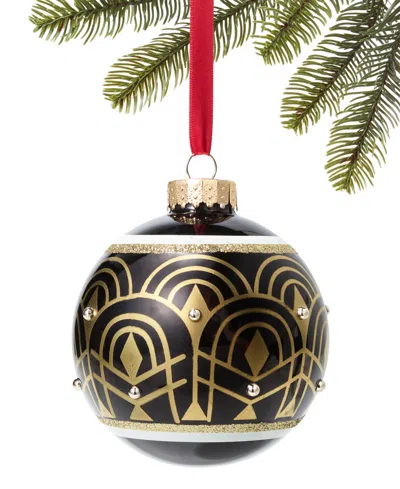 Holiday Lane Shine Bright Black And Gold Round Ornament, Exclusively At Macy's In No Color