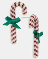 Holiday Lane Silver-tone Red & White Crystal Candy Cane Drop Earrings In Multi