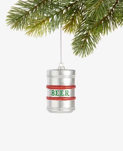 Holiday Lane Spirits Glass Glittered Beer Keg Ornament, Macy's Exclusive In Transparent