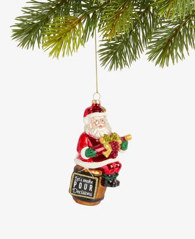 Holiday Lane Spirits Santa With Wine Ornament, Macy's Exclusive In Transparent