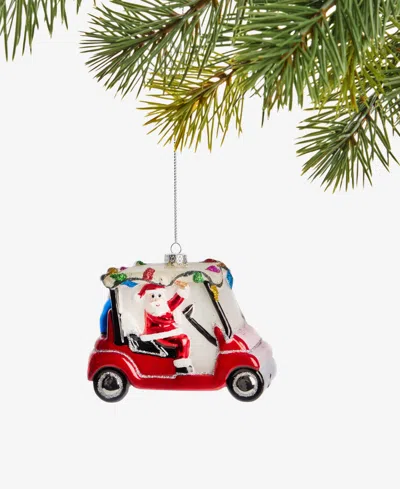 Holiday Lane Sports Glass Santa's Golf Cart Ornament, Macy's Exclusive In Transparent
