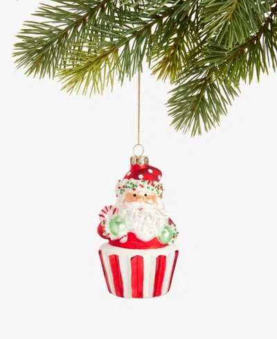 Holiday Lane Sugar Plum Glass Santa Cupcake Ornament, Macy's Exclusive In Multi