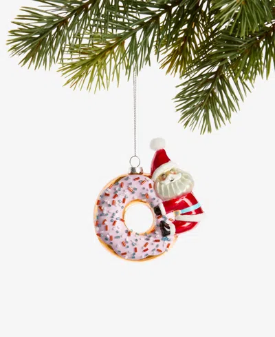 Holiday Lane Sugar Plum Glass Santa Donut Ornament, Macy's Exclusive In Multi