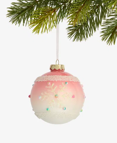 Holiday Lane Sugar Plum Glass Snowflake Ball Ornament, Macy's Exclusive In Transparent