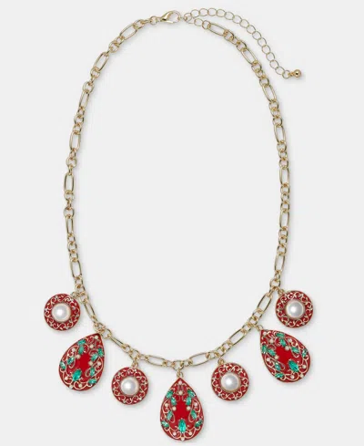 Holiday Lane Teardrop Statement Charm Necklace, 16" + 3" Extender, Macy's Exclusive In Multi