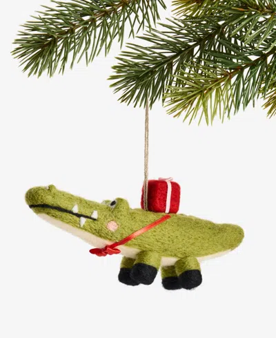 Holiday Lane Tiny Tidings Crocodile With Gift Ornament, Macy's Exclusive In Transparent