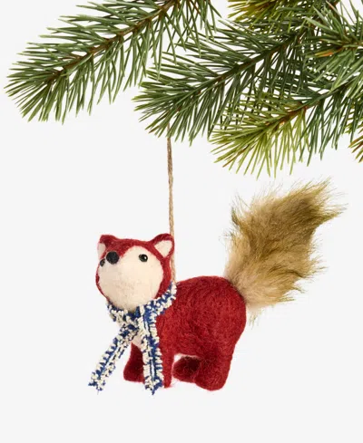 Holiday Lane Tiny Tidings Felted Fox Ornament, Macy's Exclusive In Red