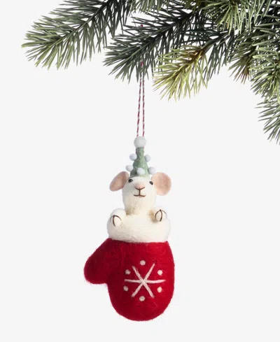 Holiday Lane Tiny Tidings Felted Mitten Mouse Ornament, Macy's Exclusive In Transparent