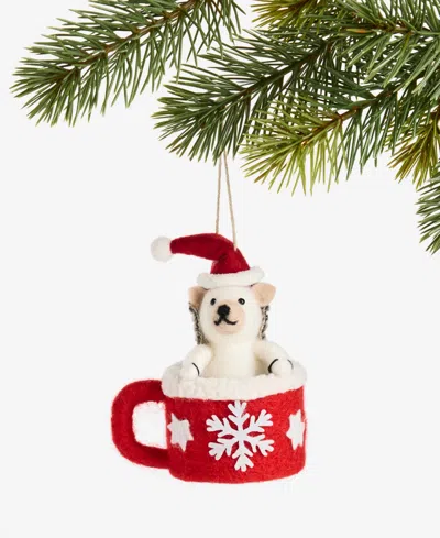 Holiday Lane Tiny Tidings Hedgehog In Mug Ornament, Macy's Exclusive In Transparent