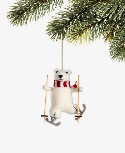 Holiday Lane Tiny Tidings Skiing Bear Ornament, Macy's Exclusive In Neutral