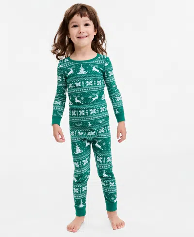 Holiday Lane Kids' Toddler 12m-4t Multi Menorah Snug-fit Pajama Set, Macy's Exclusive In Green