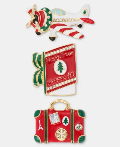 Holiday Lane Travel Trio Pins, Set Of Three, Macy's Exclusive In Multi