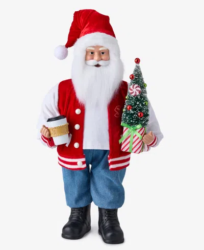 Holiday Lane Whimsy Caucasian Varsity Jacket Santa, Macy's Exclusive In Multi