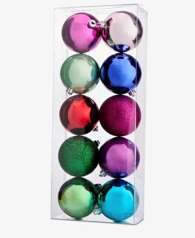 Holiday Lane Whimsy Set Of 10 Shatterproof Multicolored Ball Ornaments, Macy's Exclusive