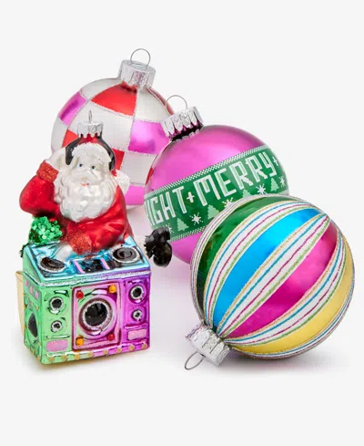 Holiday Lane Whimsy Set Of 4 Glass Ornaments, Macy's Exclusive In Multi
