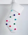 Holiday Lane Whimsy White Stocking With Pom Poms, Macy's Exclusive In White