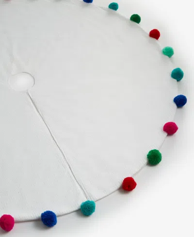 Holiday Lane Whimsy White Tree Skirt With Pom Poms, Macy's Exclusive In Multi