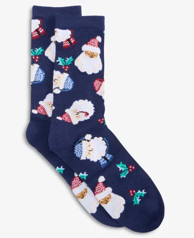 Holiday Lane Women's Holiday Crew Socks, Created For Macy's In Blue