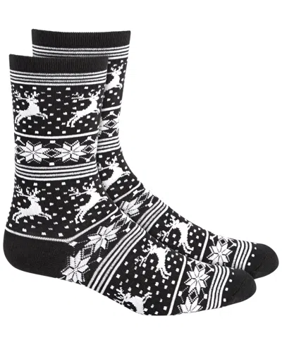 Holiday Lane Women's Holiday Crew Socks, Created For Macy's In Black Finland Isle