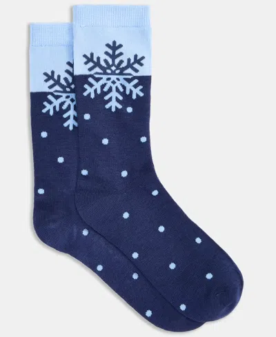 Holiday Lane Women's Holiday Crew Socks, Created For Macy's In Blue