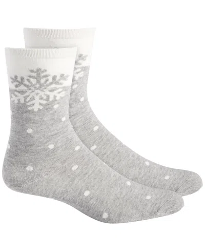 Holiday Lane Women's Holiday Crew Socks, Created For Macy's In Snowflake