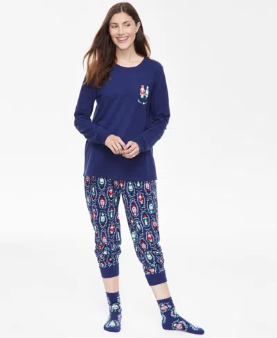 Holiday Lane Women's Nutcracker Mix It Cotton Matching Family Pajamas Set, Created For Macy's