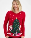 Holiday Lane Womens Mr. Mrs. Claus Crewneck Sweater Pxs 4x Created For Macys In Black
