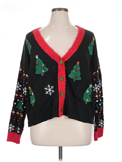 Pre-owned Holiday Time Cardigan Sweater In Black
