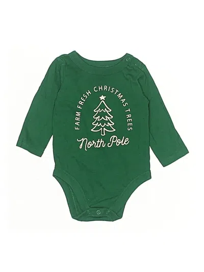 Pre-owned Holiday Time Babies' Long Sleeve Onesie In Green