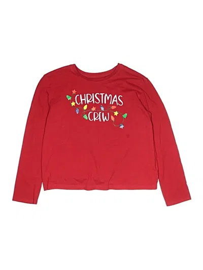 Pre-owned Holiday Time Kids' Long Sleeve Top Red Crew Neck Tops