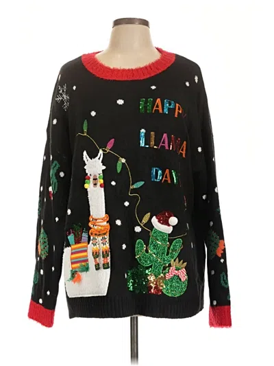 Pre-owned Holiday Time Pullover Sweater In Black