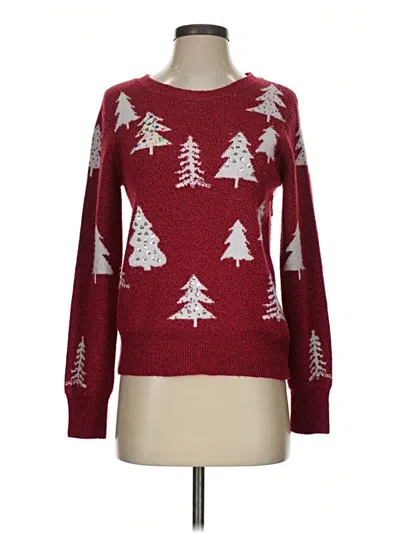 Pre-owned Holiday Time Pullover Sweater In Burgundy