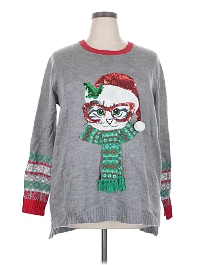 Pre-owned Holiday Time Pullover Sweater In Gray