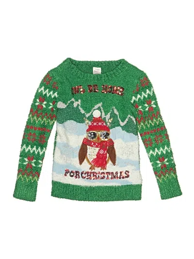Pre-owned Holiday Time Kids' Pullover Sweater In Green